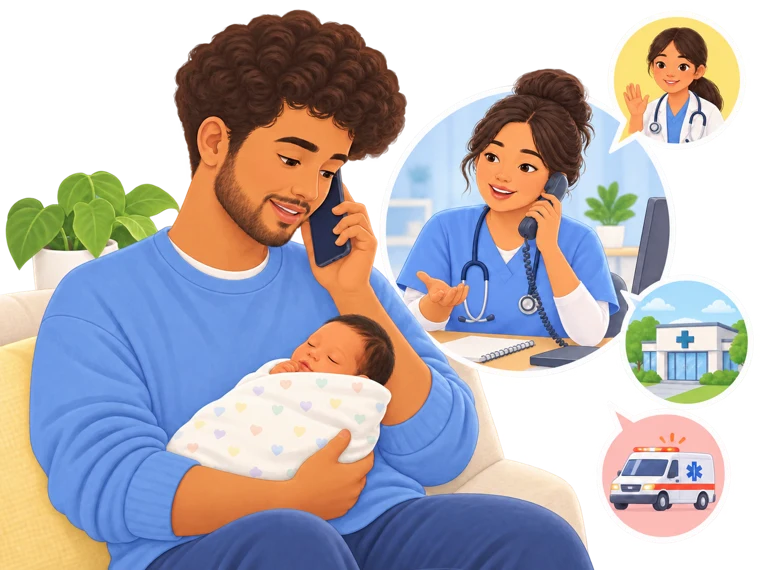 Parent seeking medical help for their baby